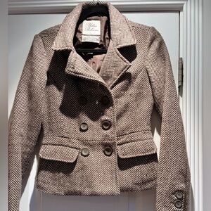 Urban Behavior Herringbone Pea Coat Blazer | Classic Double Breasted Jacket